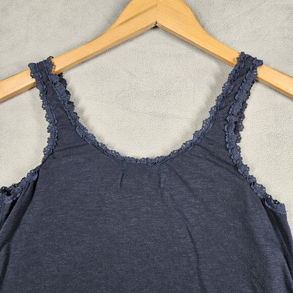 Abercrombie & Fitch Womens Tank Top Sz S Blue Sleeveless Lace Layered Floral Y2K - Picture 11 of 15